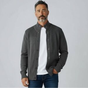 Banana Republic Charcoal Cardigan Sweater, merino wool blend, Sz L